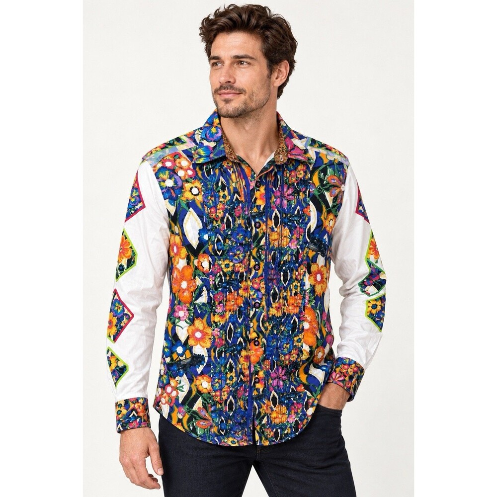 Robert Graham Love Street Limited Edition Mens S Floral Embroidered Shirt D